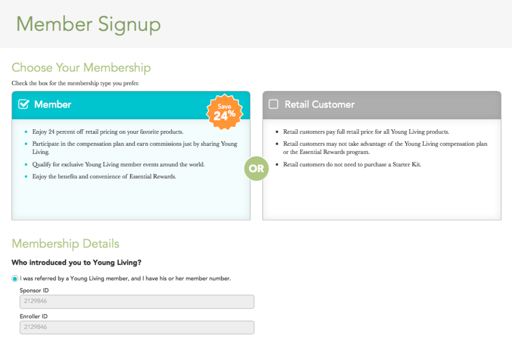 member sign up 1